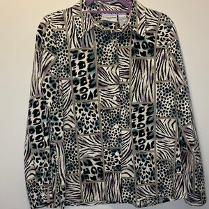 Alfred Dunner Black and Purple Patterned Blouse